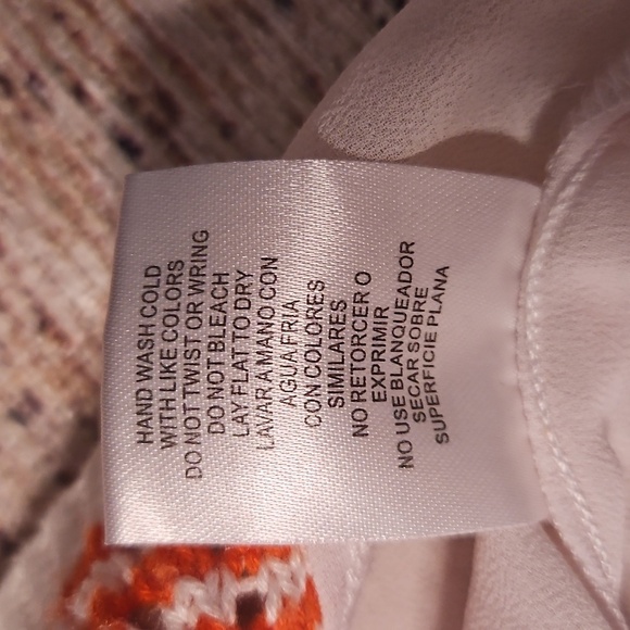 Gibson Latimer Women's Orange and White Knit Tunic Sweater with Chiffon Back - Picture 10 of 11